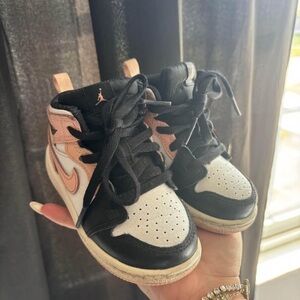 Air Jordan Kids' Black and Pink Sneakers